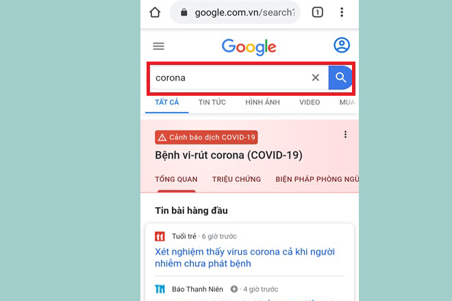 Cách xem ngay số ca Covid-19 trên Google tìm kiếm